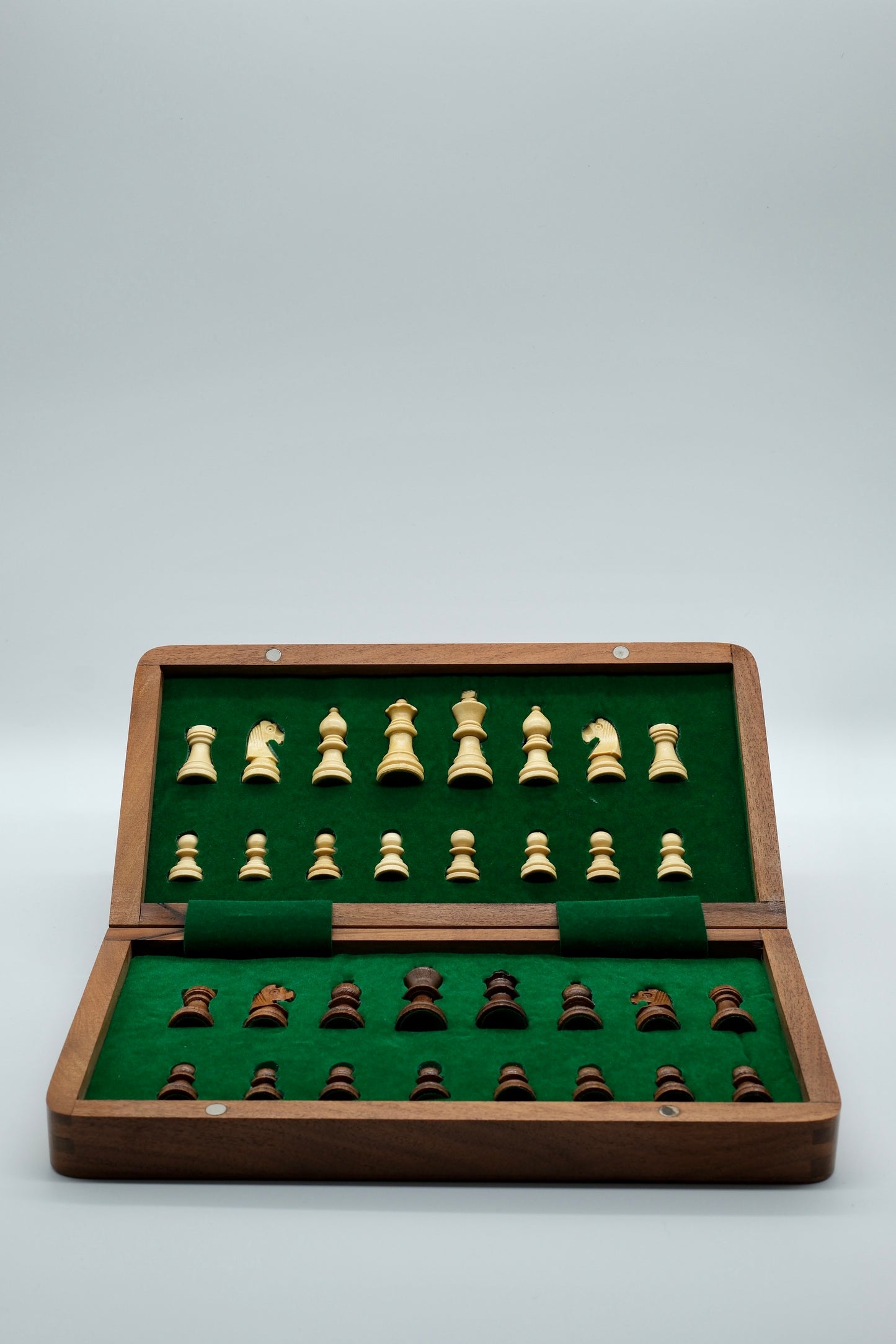 12" Handmade Folding Magnetic Travel Chess Set - Sheesham and Maple Wood