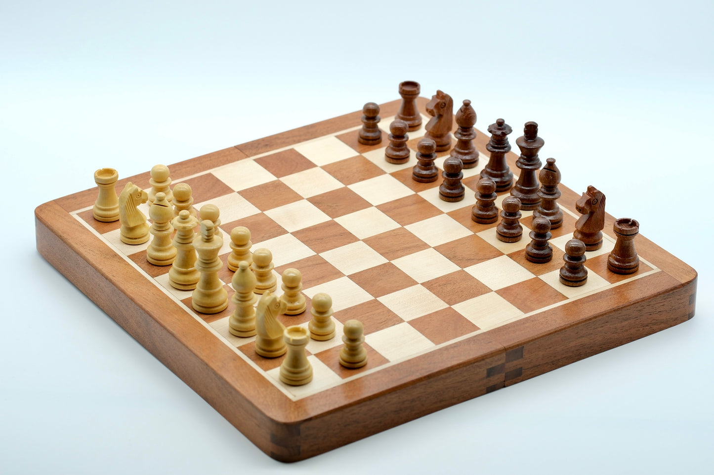 12" Handmade Folding Magnetic Travel Chess Set - Sheesham and Maple Wood