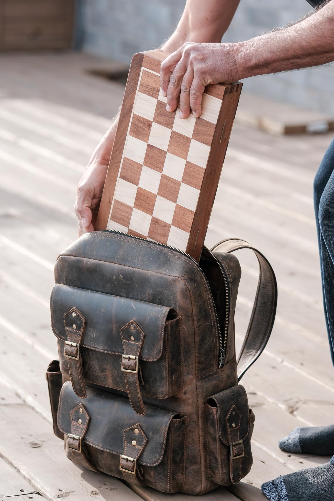 14" Handmade Folding Magnetic Travel Chess Set - Sheesham and Maple Wood